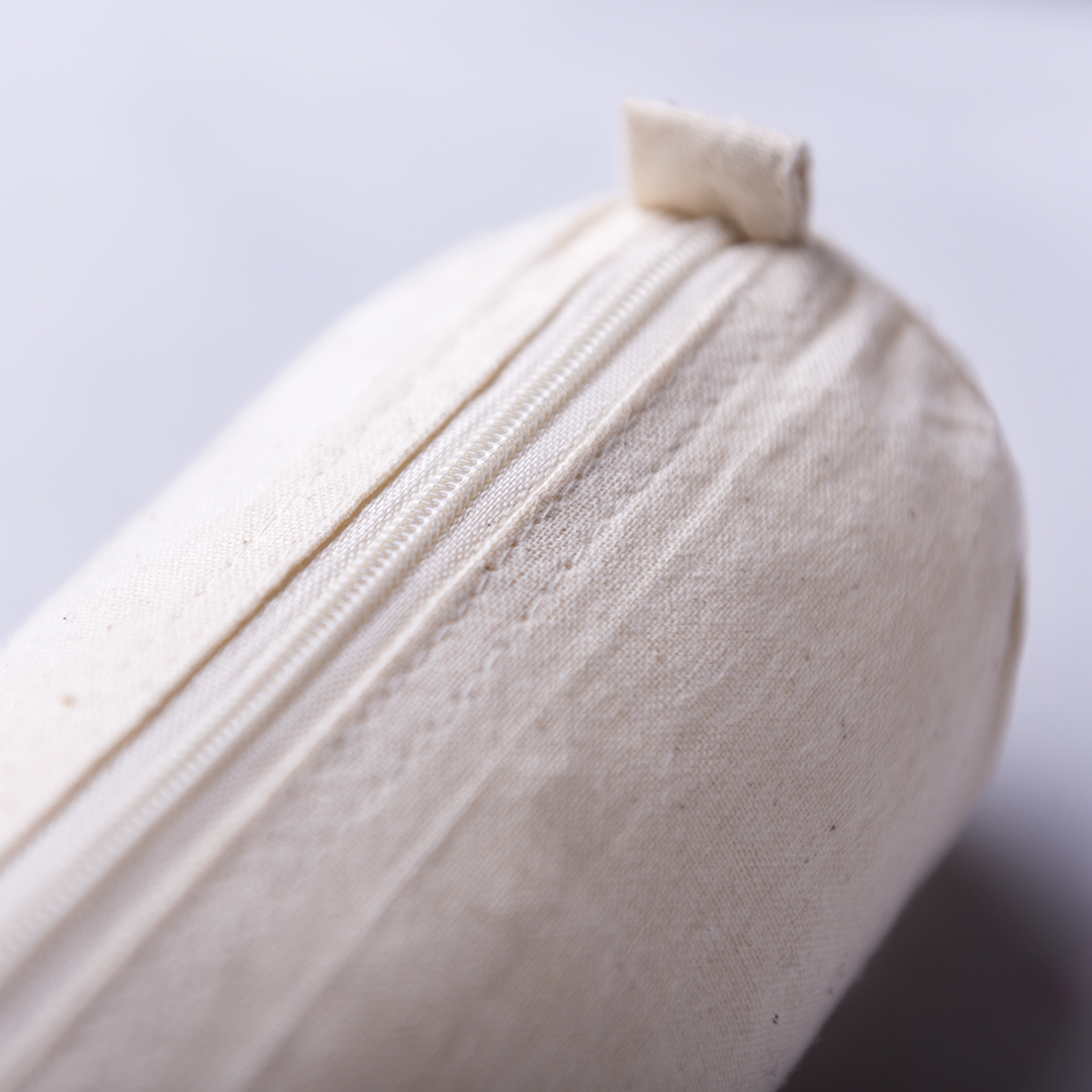 Estuche personalizado Kinsy cilíndrico de algodón crudo con asas