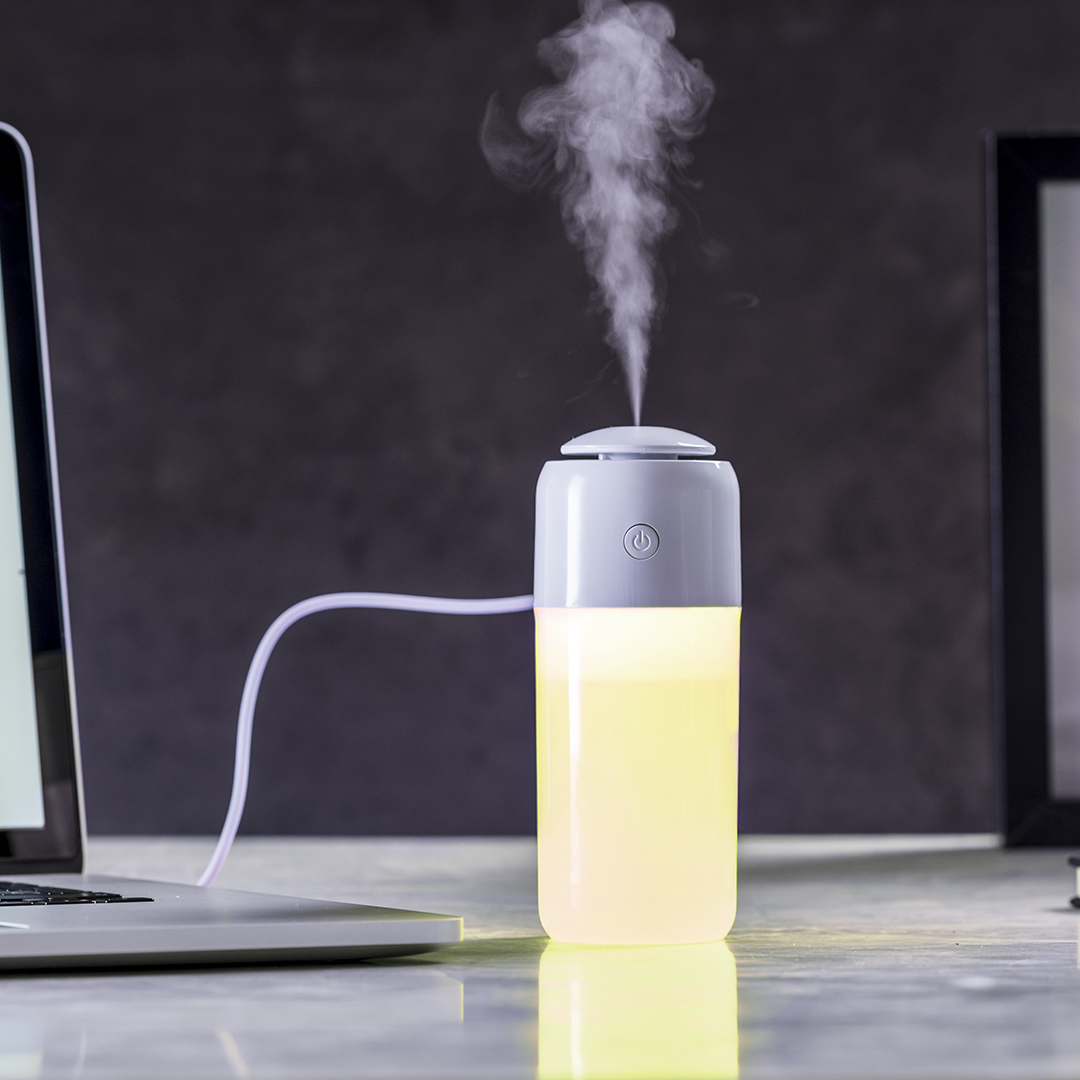 Humidificador personalizado Trudy con iluminación multicolor y vaporización dual