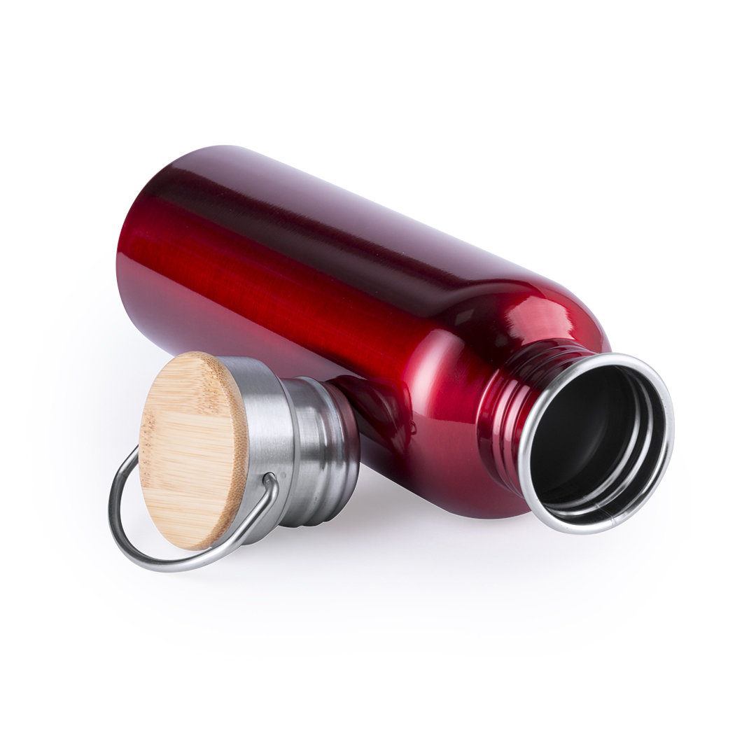 Bidón personalizado Tulman de 800ml en acero inoxidable con estilo retro y detalle de madera - Tazas y botellas - Regalo Promocional Personalizado - vista alternativa