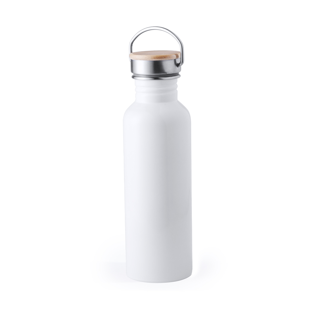 Bidón personalizado Tulman de 800ml en acero inoxidable con estilo retro y detalle de madera - Tazas y botellas - Regalo Promocional Personalizado