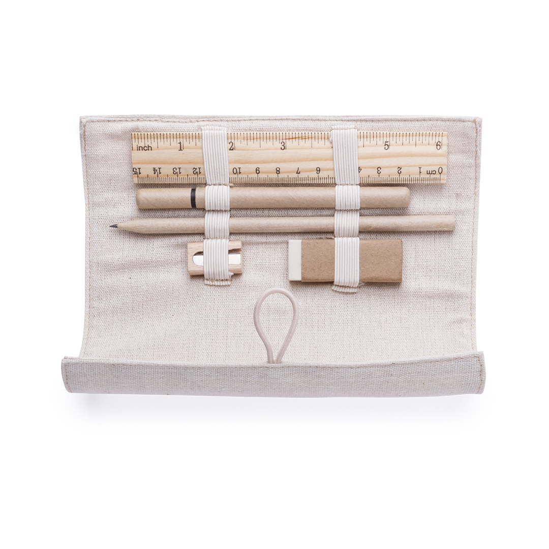 Estuche personalizado Sulpox de yute y algodón con 5 piezas naturales - Oficina - Regalo Promocional Personalizado - vista alternativa