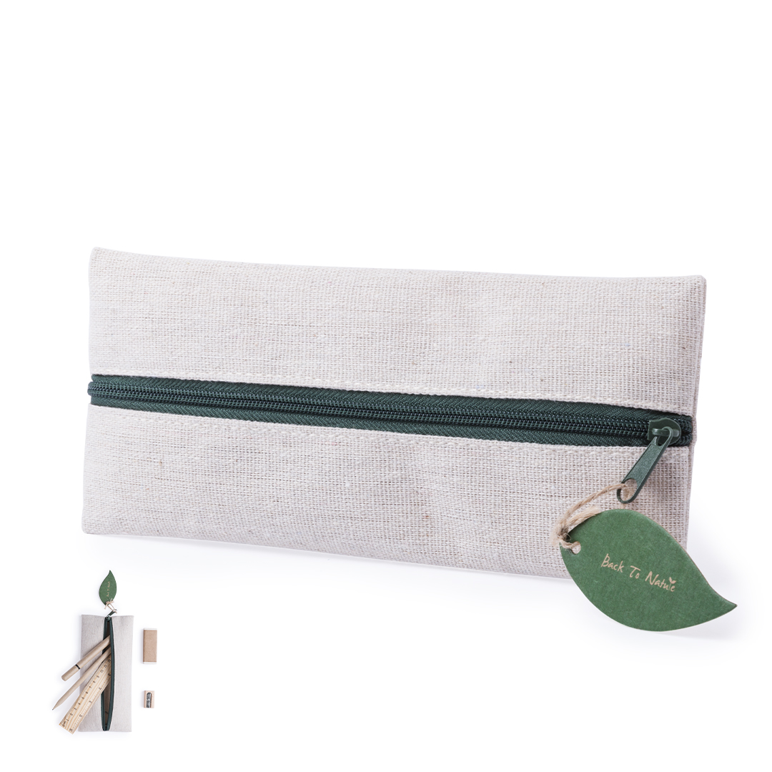 Estuche personalizado Marfik compacto de yute y algodón con hojita - Oficina - Regalo Promocional Personalizado