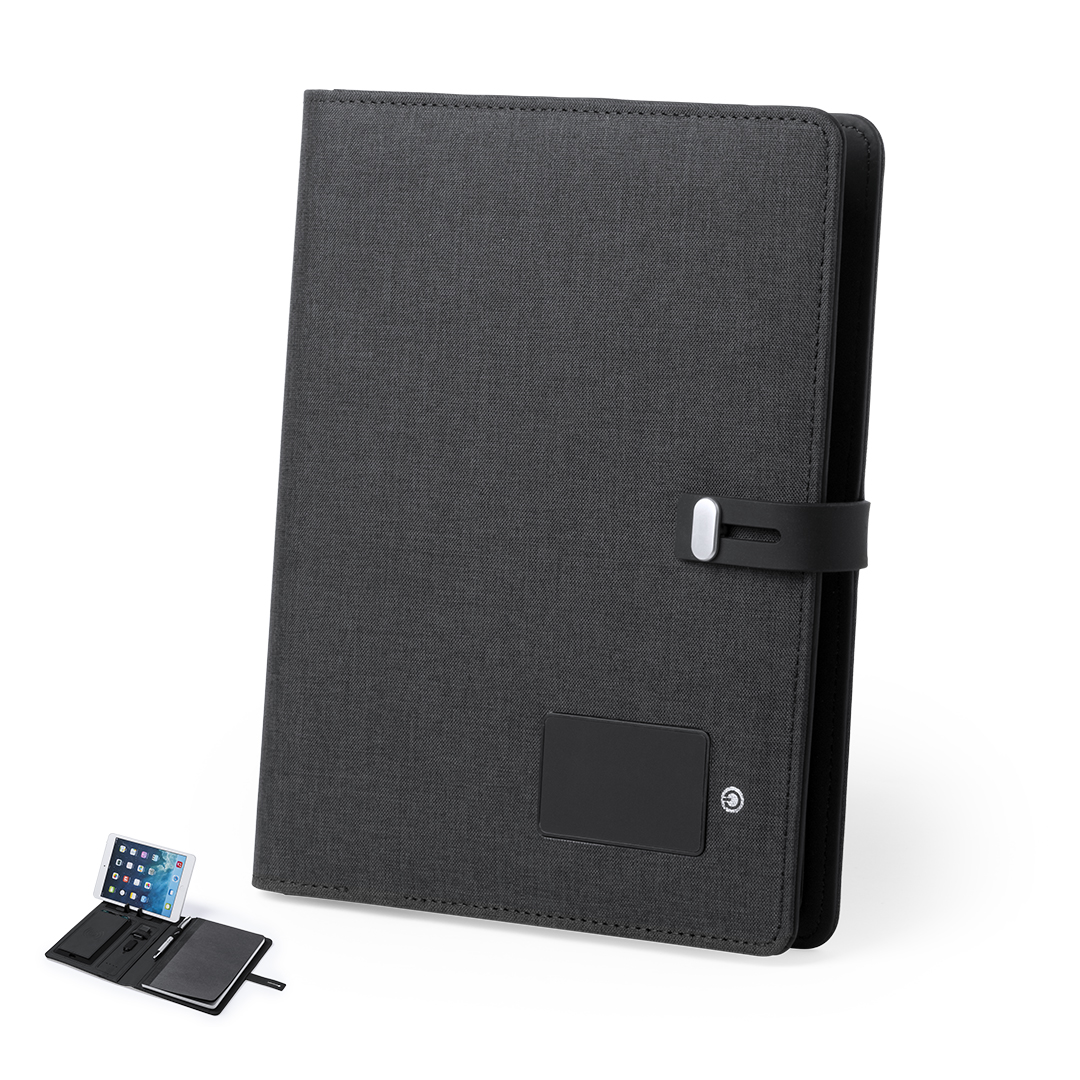 Bloc personalizado Multifunción Weston en poliéster con carga inalámbrica y batería 4000mAh - Tecnología - Regalo Promocional Personalizado