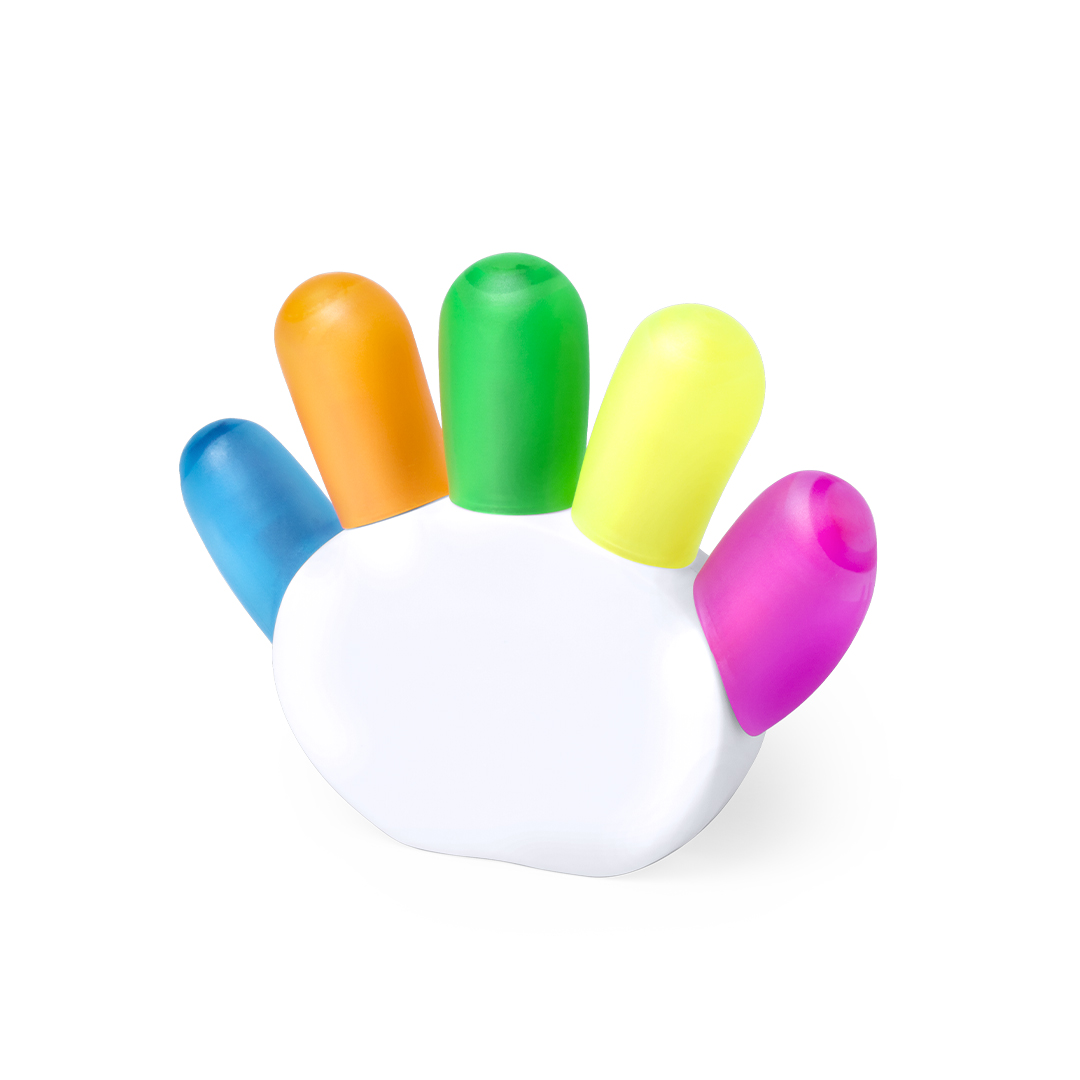 Set marcadores personalizado Dinku fluorescentes con soporte blanco