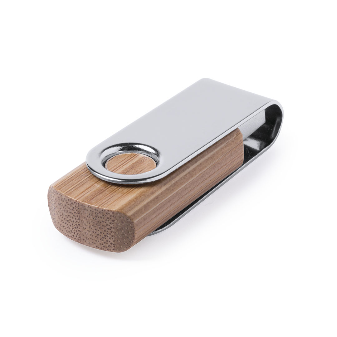 Memoria USB personalizada Cetrex 16GB de bambú con mecanismo giratorio