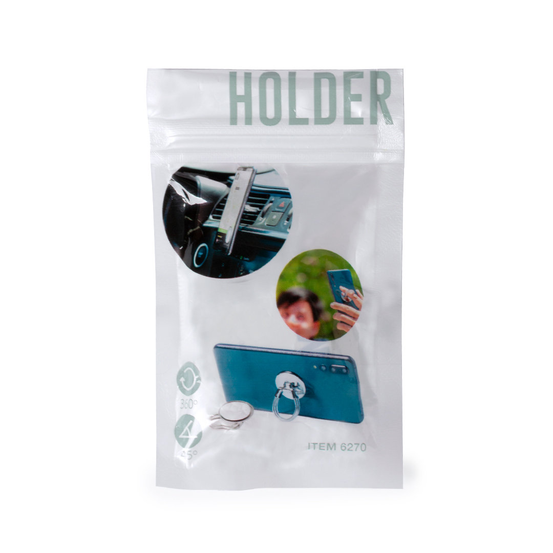 Soporte  selfie de metal cromado personalizado Atosh con doble anilla