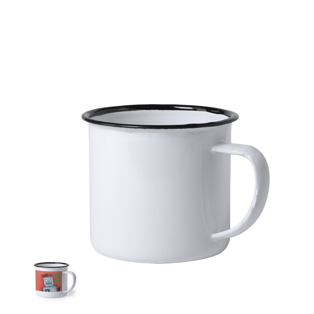 Taza sublimación personalizada Kantol metálica retro de 380ml con detalle negro - Tazas y vasos personalizados - Regalo Promocional Personalizado