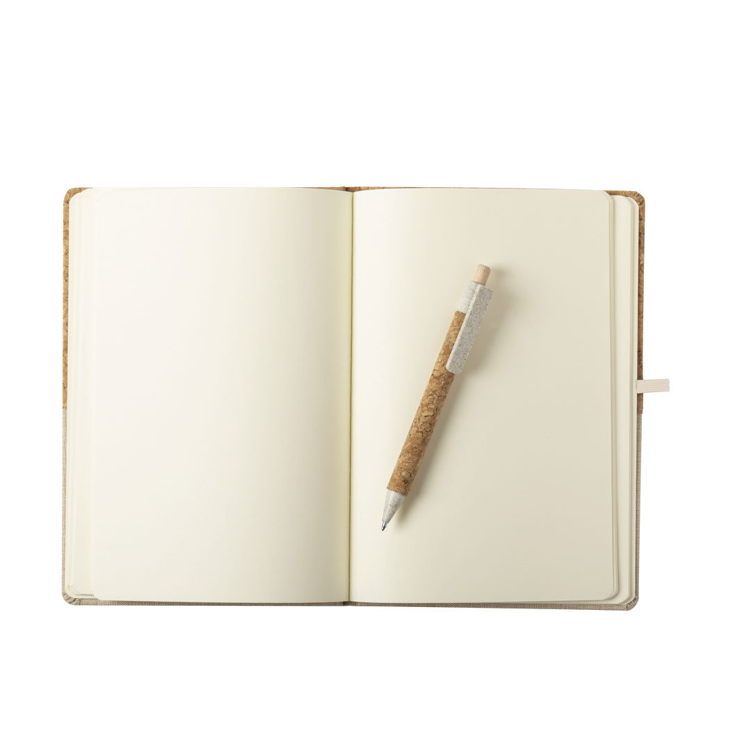 Bloc de notas personalizado Brastel nature con set bolígrafo en corcho y caña de trigo - Oficina - Regalo Promocional Personalizado - vista alternativa
