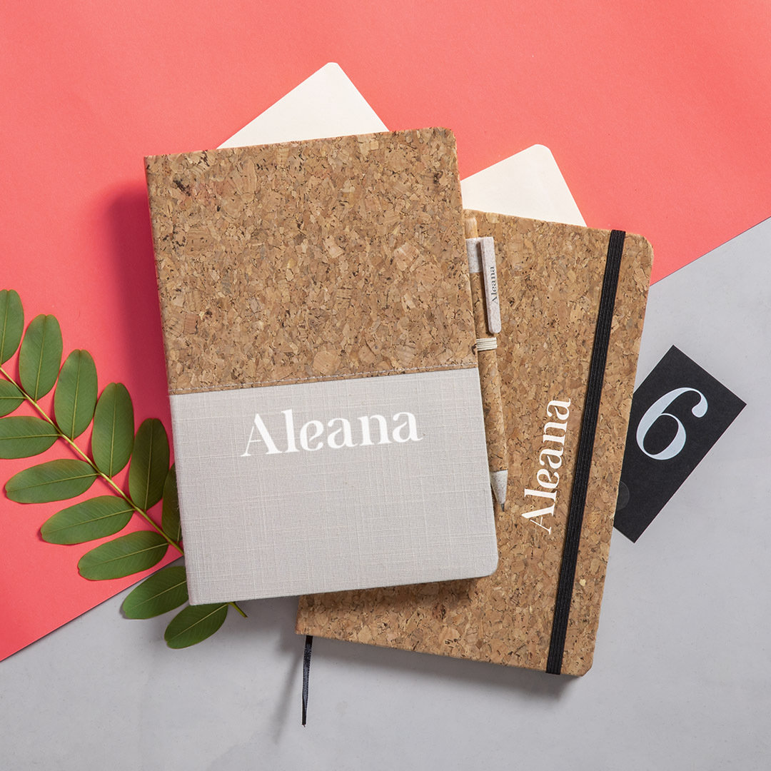 Bloc de notas personalizado Brastel nature con set bolígrafo en corcho y caña de trigo - Oficina - Regalo Promocional Personalizado - imagen 4