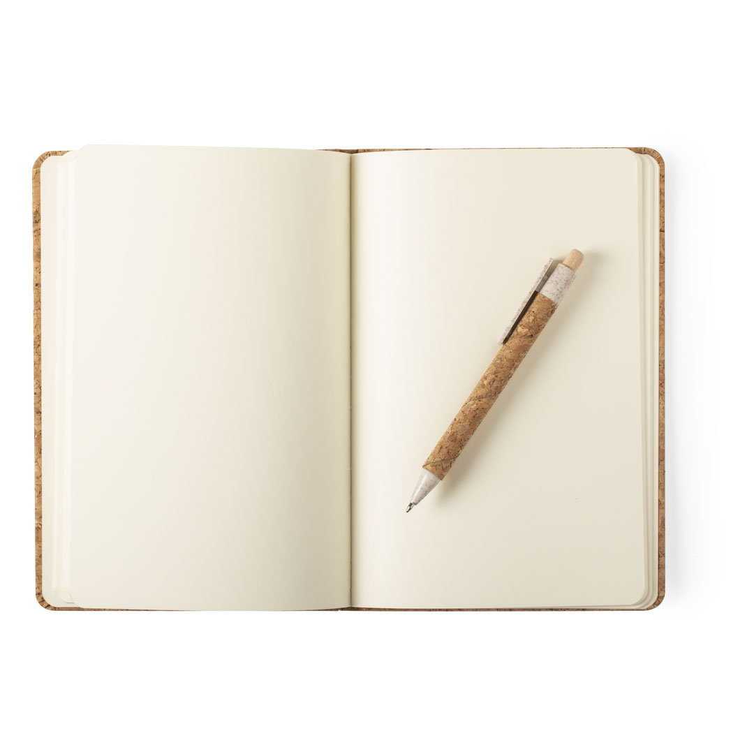 Set personalizado Minsor bloc y bolígrafo de corcho y caña trigo - Set de escritura personalizados - Regalo Promocional Personalizado - imagen 3