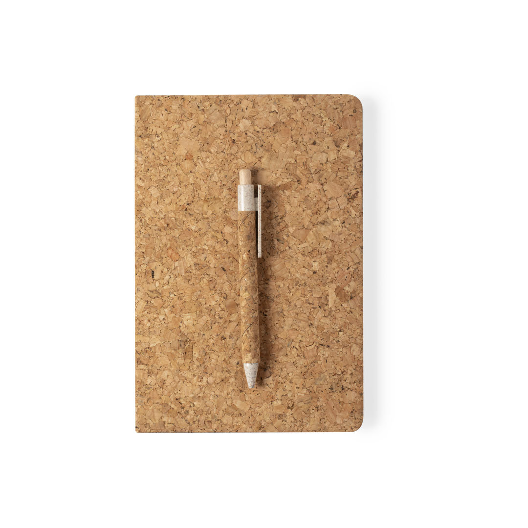 Set personalizado Minsor bloc y bolígrafo de corcho y caña trigo - Set de escritura personalizados - Regalo Promocional Personalizado - imagen 4