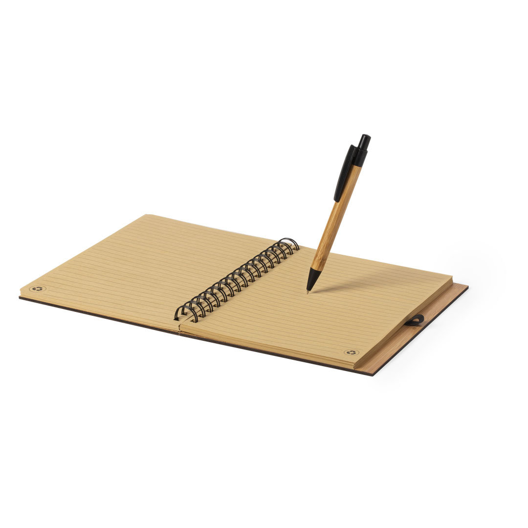Libreta personalizada Polnar set de bambú con bolígrafo - Set de escritura personalizados - Regalo Promocional Personalizado - vista alternativa