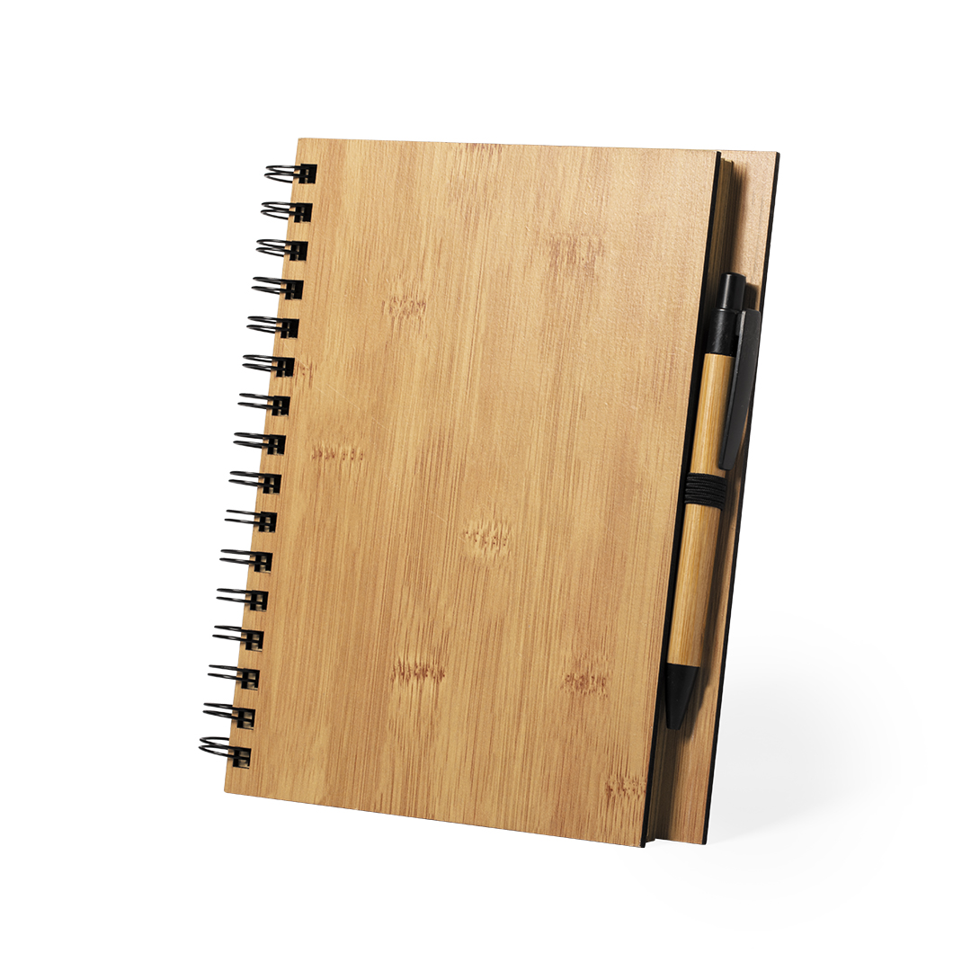 Libreta personalizada Polnar set de bambú con bolígrafo - Set de escritura personalizados - Regalo Promocional Personalizado