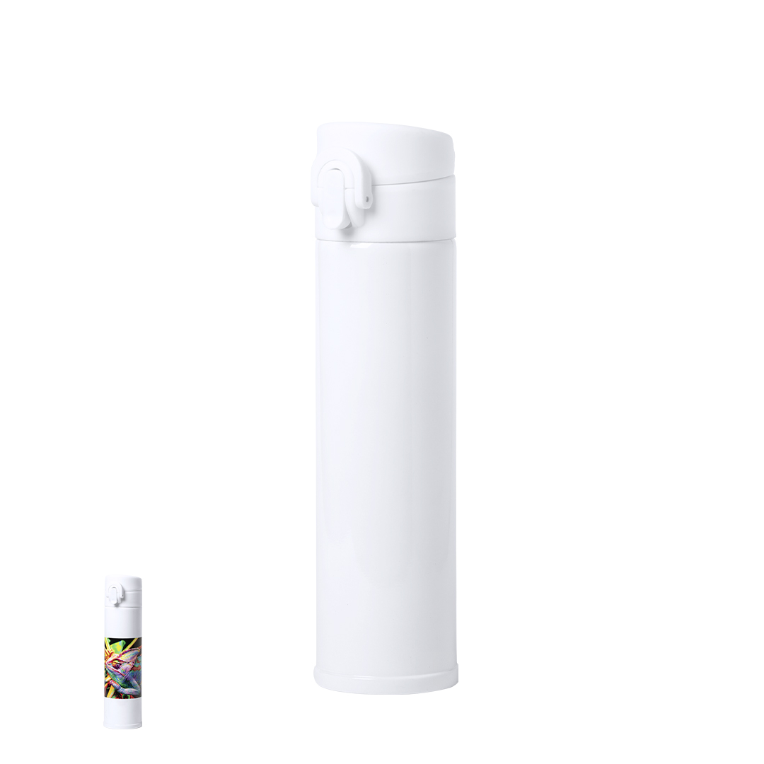 Termo para sublimación personalizado Alirox de acero inox con botón de 330ml - Termos personalizados - Regalo Promocional Personalizado