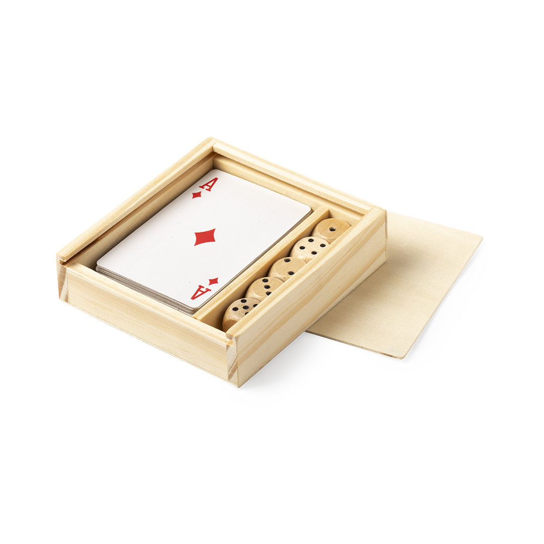Set juegos personalizado Pelkat baraja francesa y dados de madera