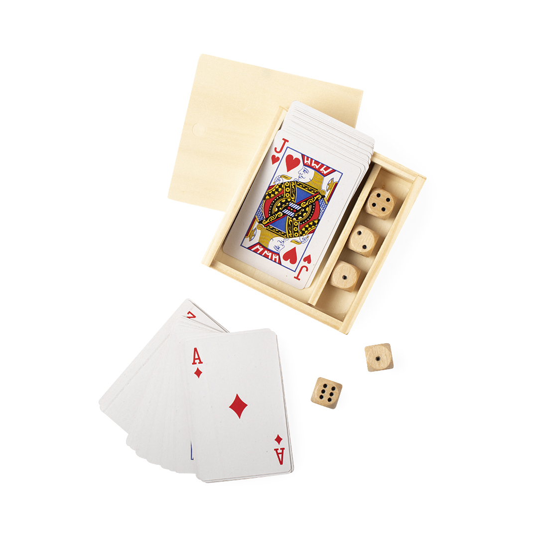 Set juegos personalizado Pelkat baraja francesa y dados de madera - Niños y Juegos - Regalo Promocional Personalizado - vista alternativa
