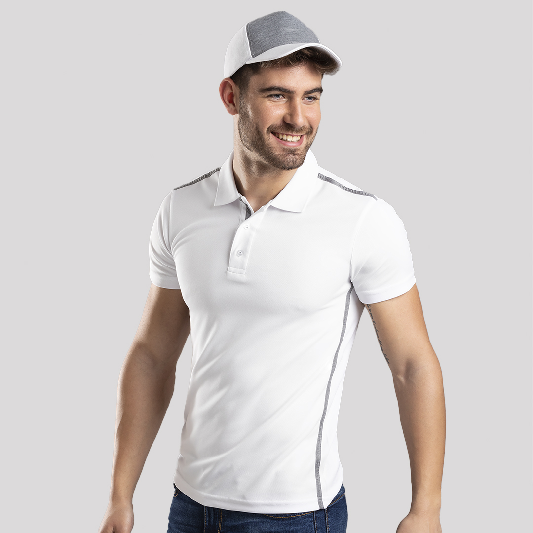 Polo personalizado técnico Barclex de poliéster bicolor blanco-gris para sublimación - Ropa y accesorios - Regalo Promocional Personalizado