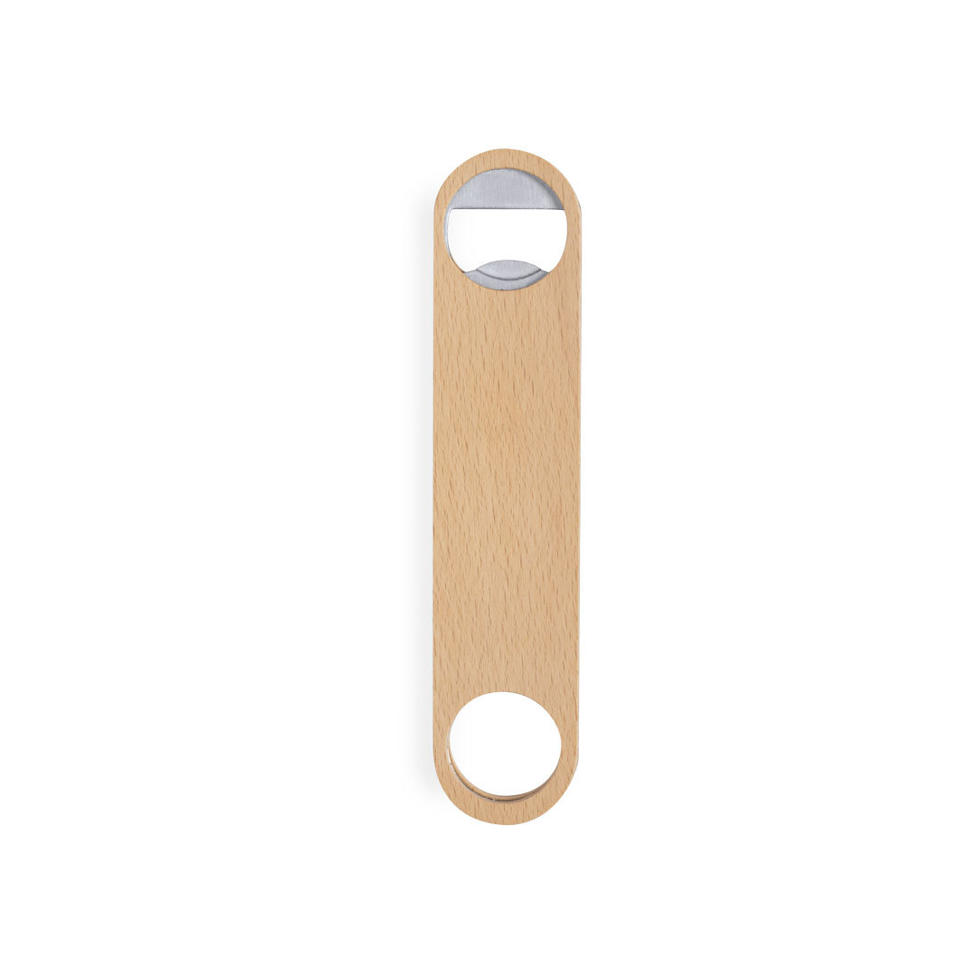Abridor Ferdy de madera de haya pulida y acero inox troquelado - Hogar - Regalo Promocional Personalizado - vista alternativa