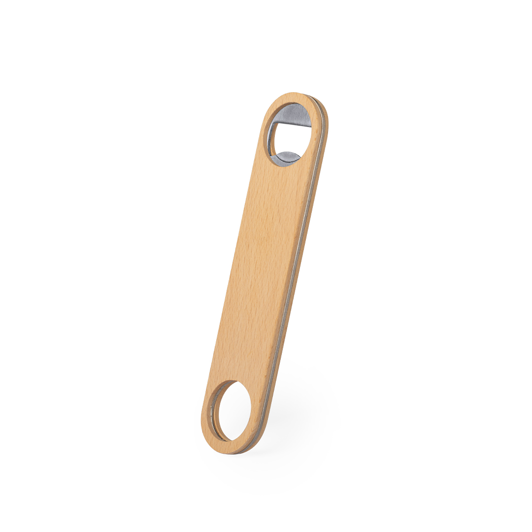 Abridor Ferdy de madera de haya pulida y acero inox troquelado - Hogar - Regalo Promocional Personalizado