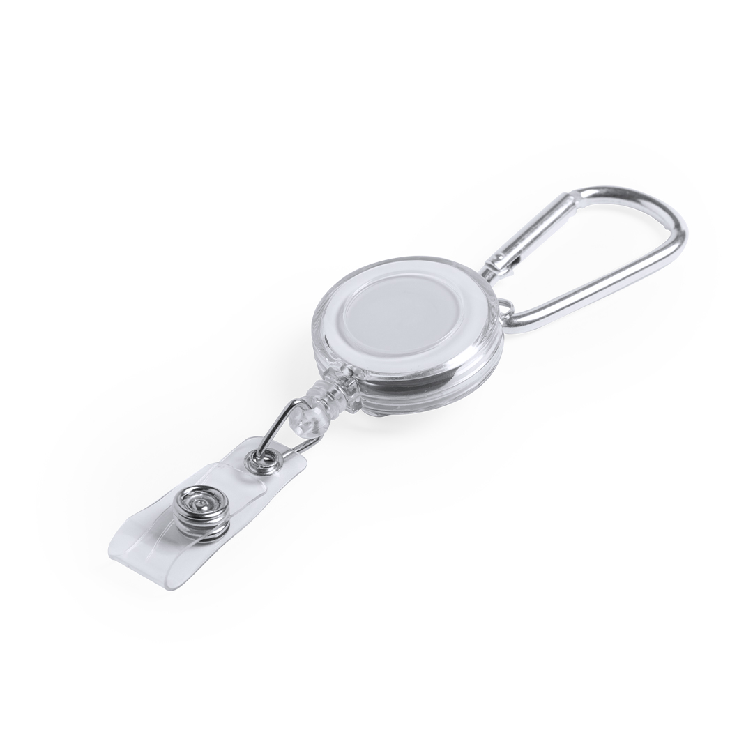 Portacreditaciones extensible personalizado Bosur sobrio con mosquetón metálico