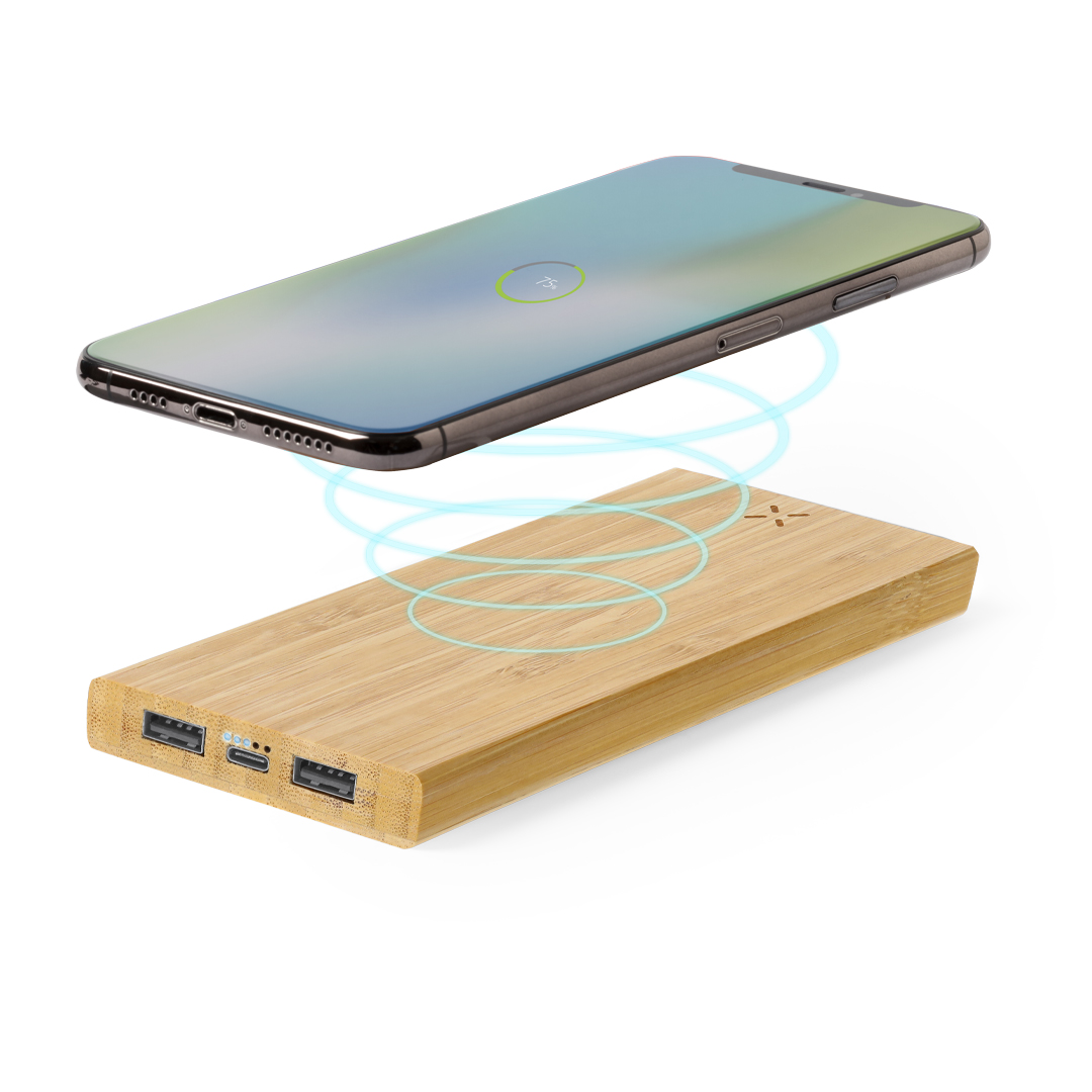 Power Bank personalizada Kalery de bambú natural con triple carga de 6000mAh - Tecnología - Regalo Promocional Personalizado - imagen 2
