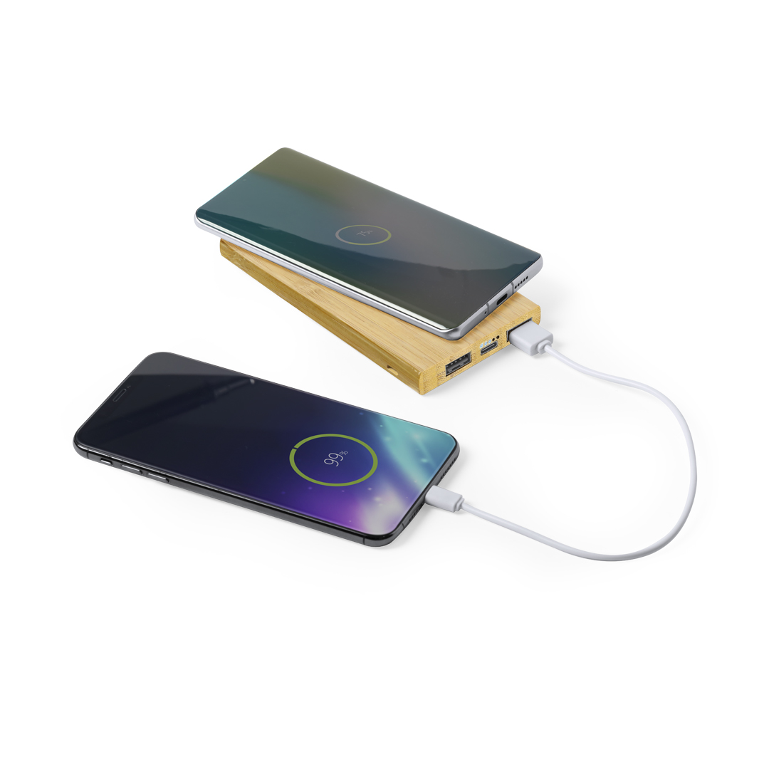 Power Bank personalizada Kalery de bambú natural con triple carga de 6000mAh - Tecnología - Regalo Promocional Personalizado - imagen 3