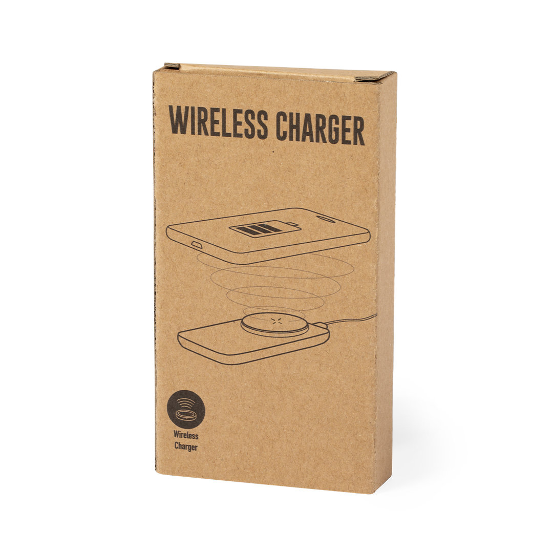 Cargador personalizado Claudix inalámbrico de bambú con caña de trigo