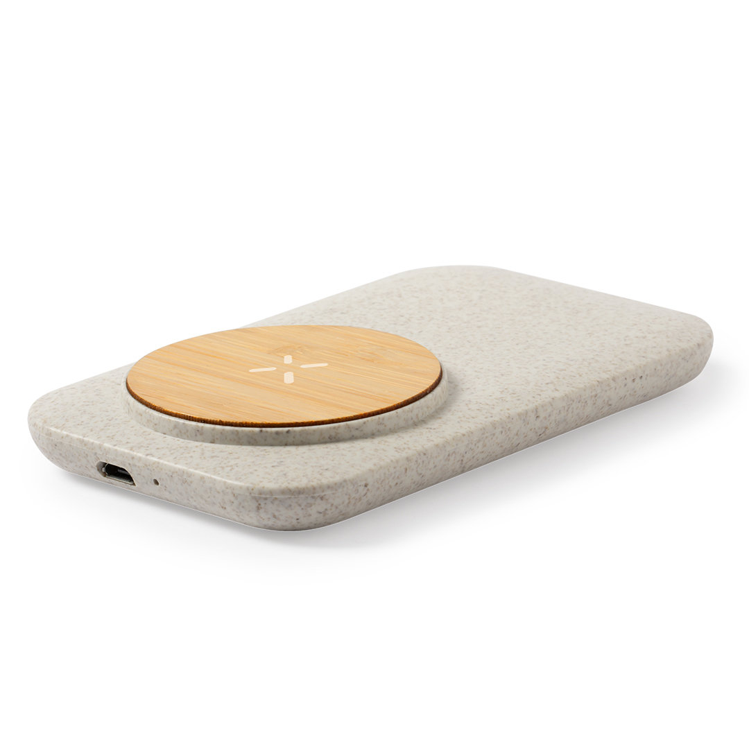 Cargador personalizado Claudix inalámbrico de bambú con caña de trigo - Tecnología - Regalo Promocional Personalizado - vista alternativa