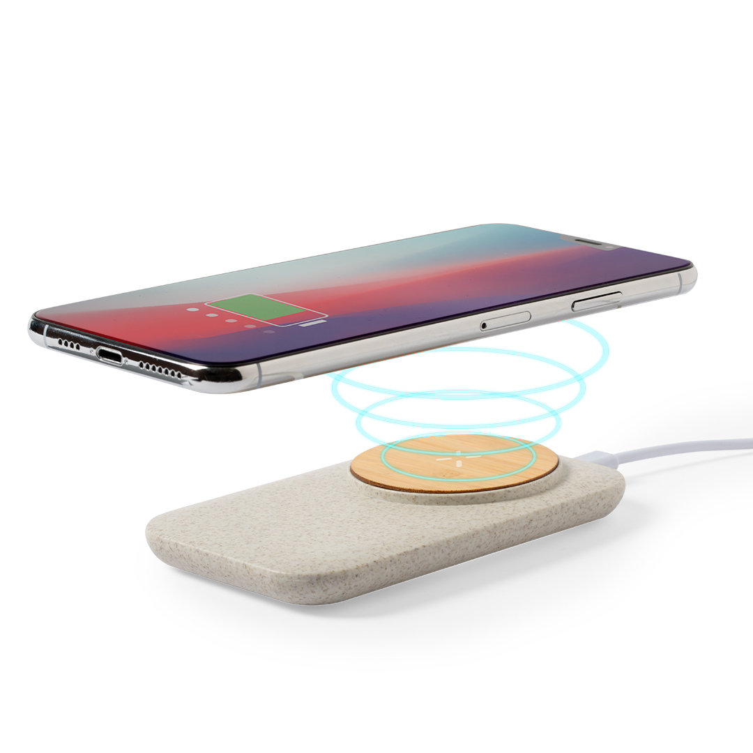 Cargador personalizado Claudix inalámbrico de bambú con caña de trigo - Tecnología - Regalo Promocional Personalizado - imagen 3