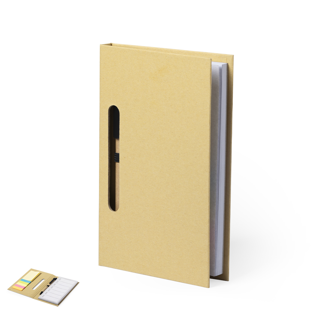 Bloc personalizado Set Kendil nature con planificador semanal y bolígrafo de cartón reciclado - Oficina - Regalo Promocional Personalizado