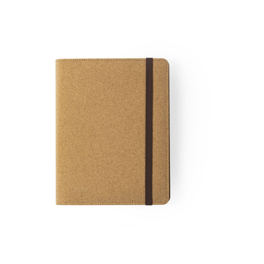 Bloc cargador personalizado Toskan nature en corcho con cargador inalámbrico en contraportada