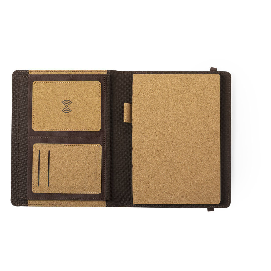 Bloc cargador personalizado Toskan nature en corcho con cargador inalámbrico en contraportada - Tecnología - Regalo Promocional Personalizado - imagen 3