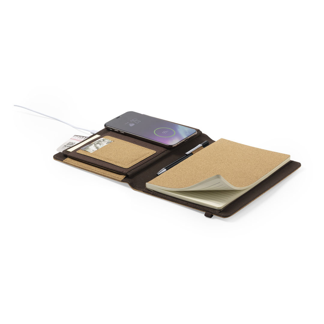 Bloc cargador personalizado Toskan nature en corcho con cargador inalámbrico en contraportada - Tecnología - Regalo Promocional Personalizado - imagen 4