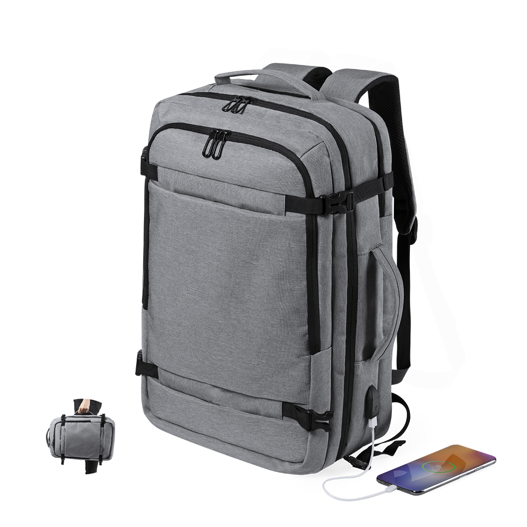 Mochila portadocumentos personalizada Sulkan de poliéster 600D denim con USB - Mochilas personalizadas - Regalo Promocional Personalizado