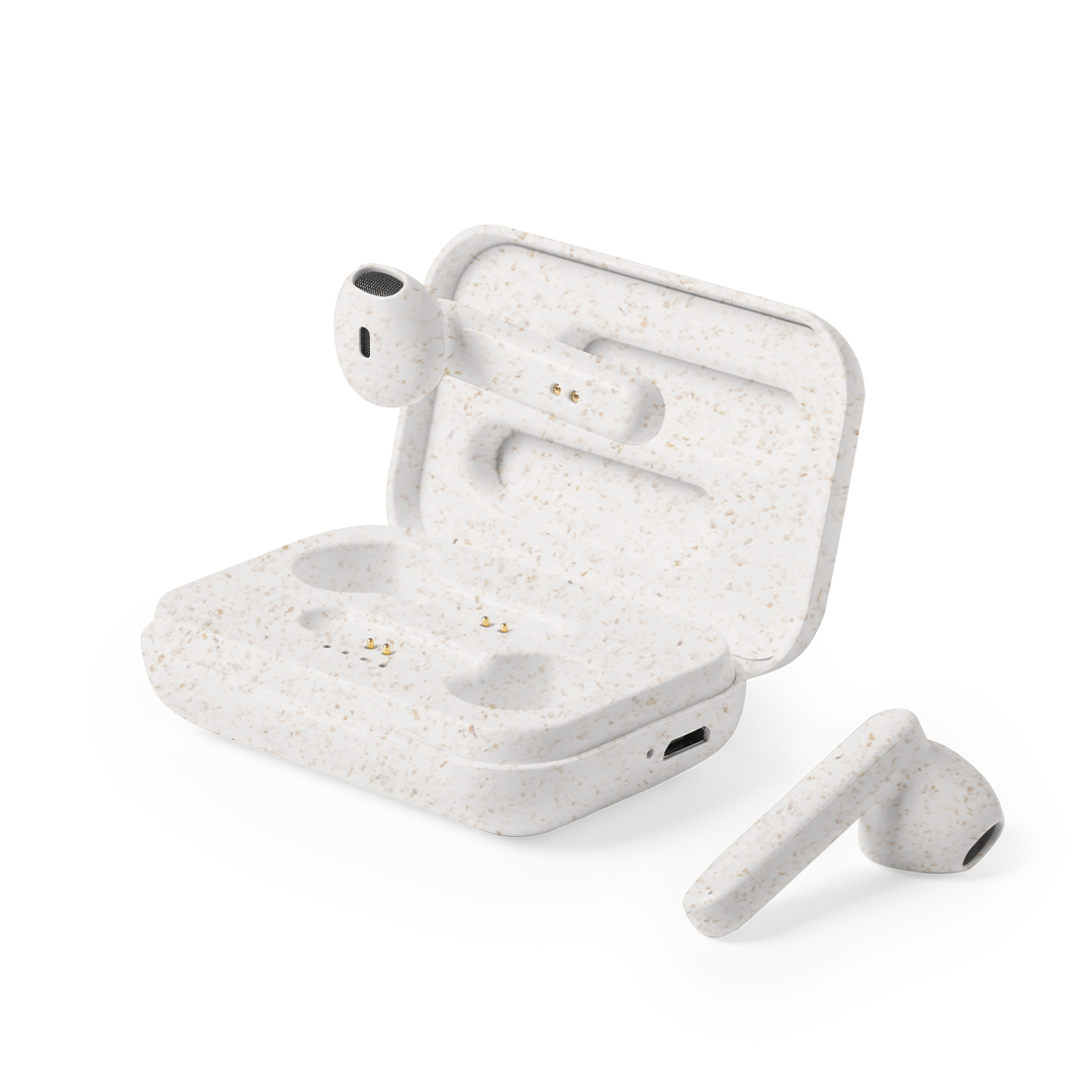 Auriculares Vounel caña trigo estuche lujo natural - Tecnología - Regalo Promocional Personalizado