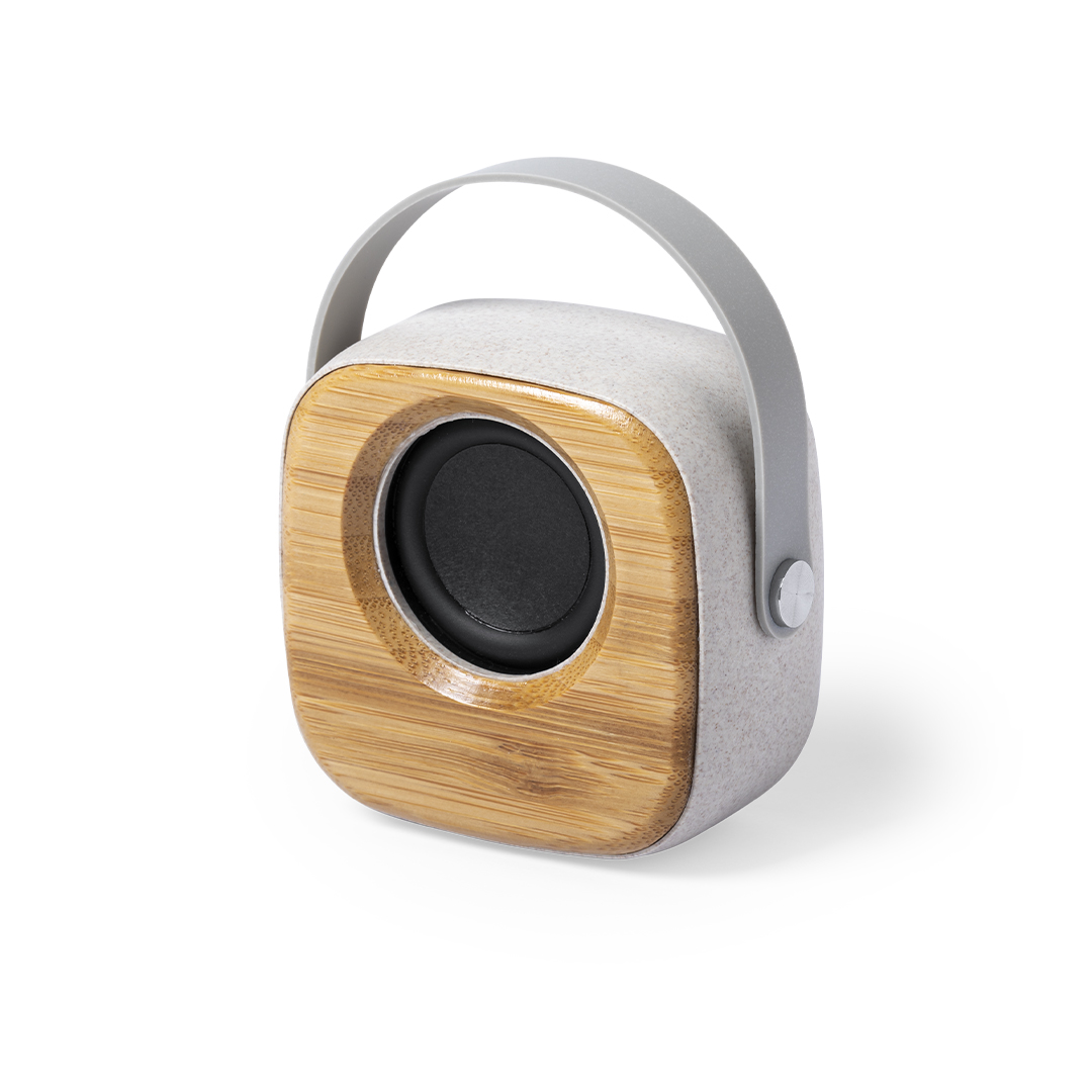 Altavoz Kepir bambú caña trigo con asa silicona - Tecnología - Regalo Promocional Personalizado