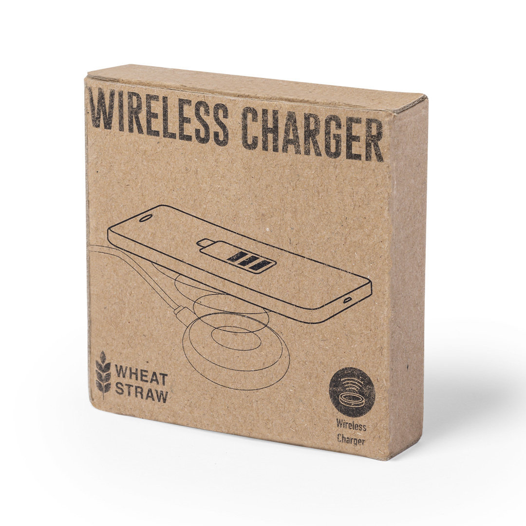 Cargador personalizado Fiore inalámbrico circular de bambú con caña de trigo - Tecnología - Regalo Promocional Personalizado - imagen 5