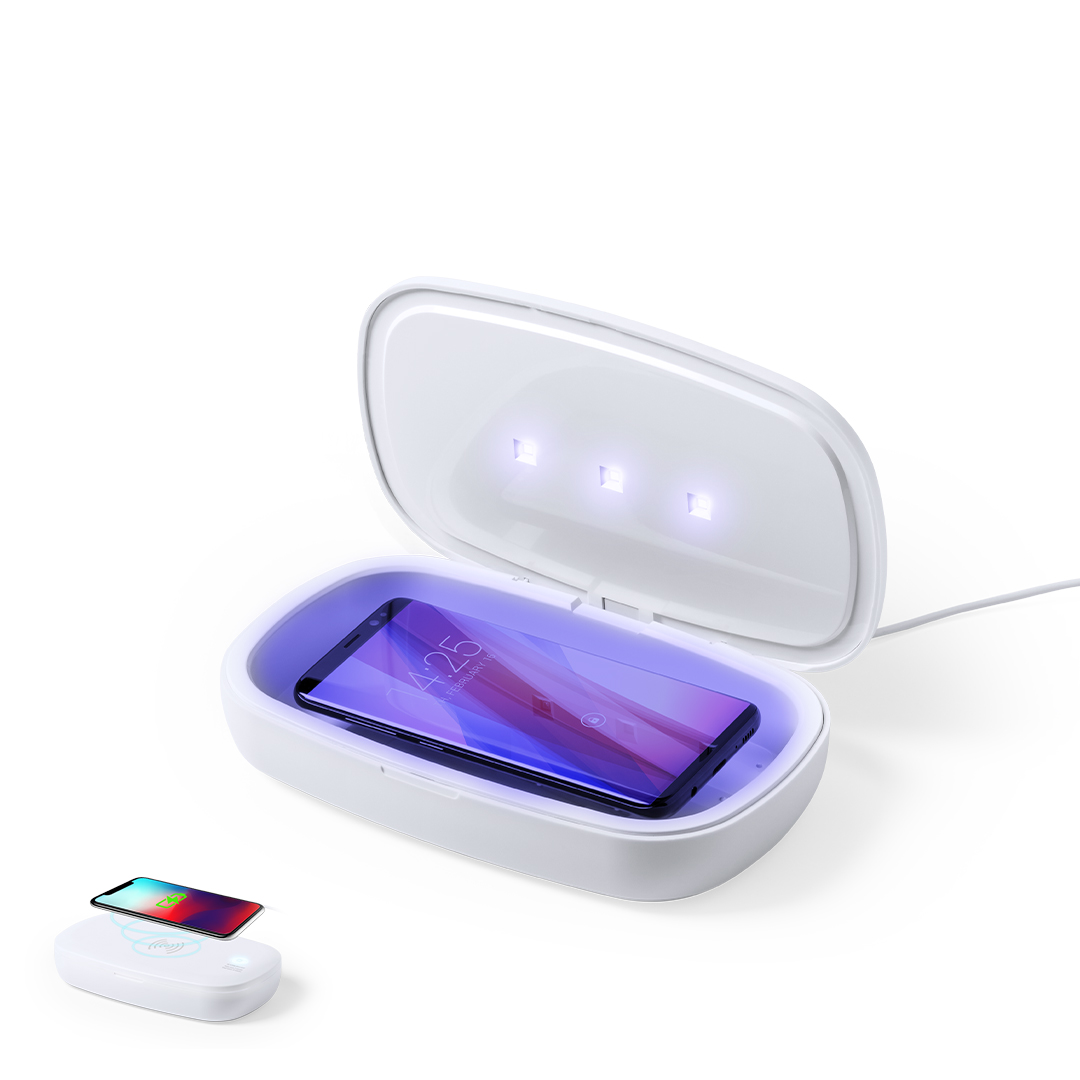 Caja esterilizadora personalizada UV Halby con cargador inalámbrico - Tecnología - Regalo Promocional Personalizado