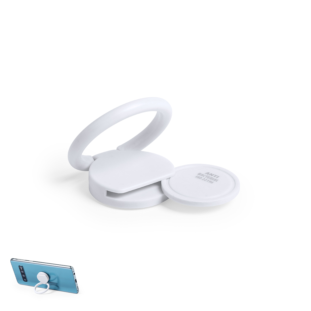 Soporte antibacteriano personalizado Sustre con moneda carro y anilla 360º - Tecnología - Regalo Promocional Personalizado