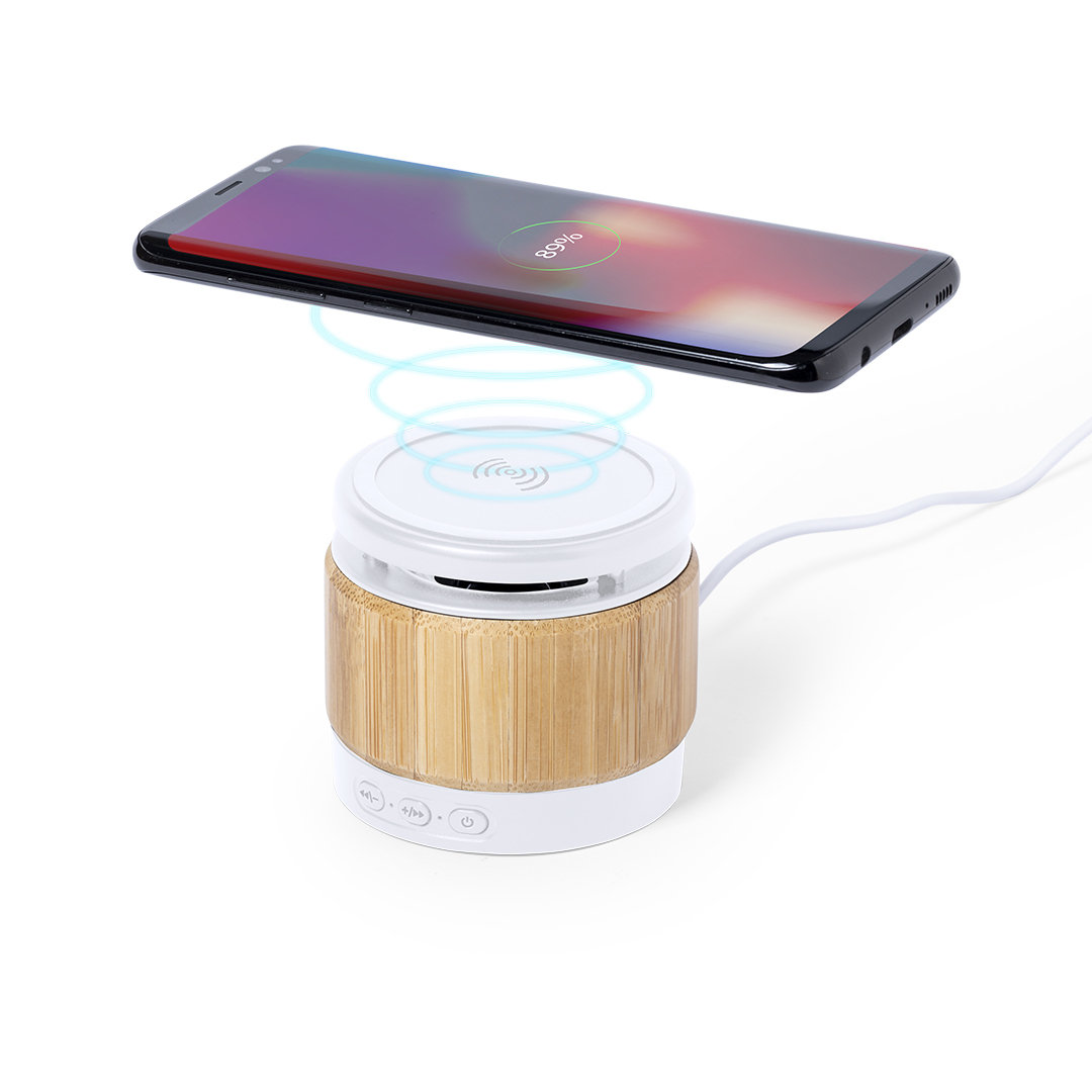 Altavoz cargador Zakrox bambú ABS con diseño compacto - Tecnología - Regalo Promocional Personalizado - vista alternativa