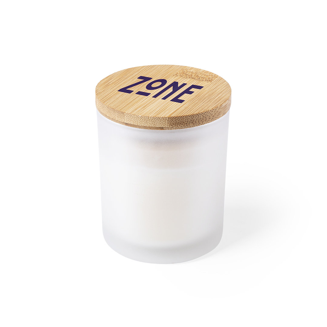 Vela aromática personalizada Trivak de cristal con tapón bambú