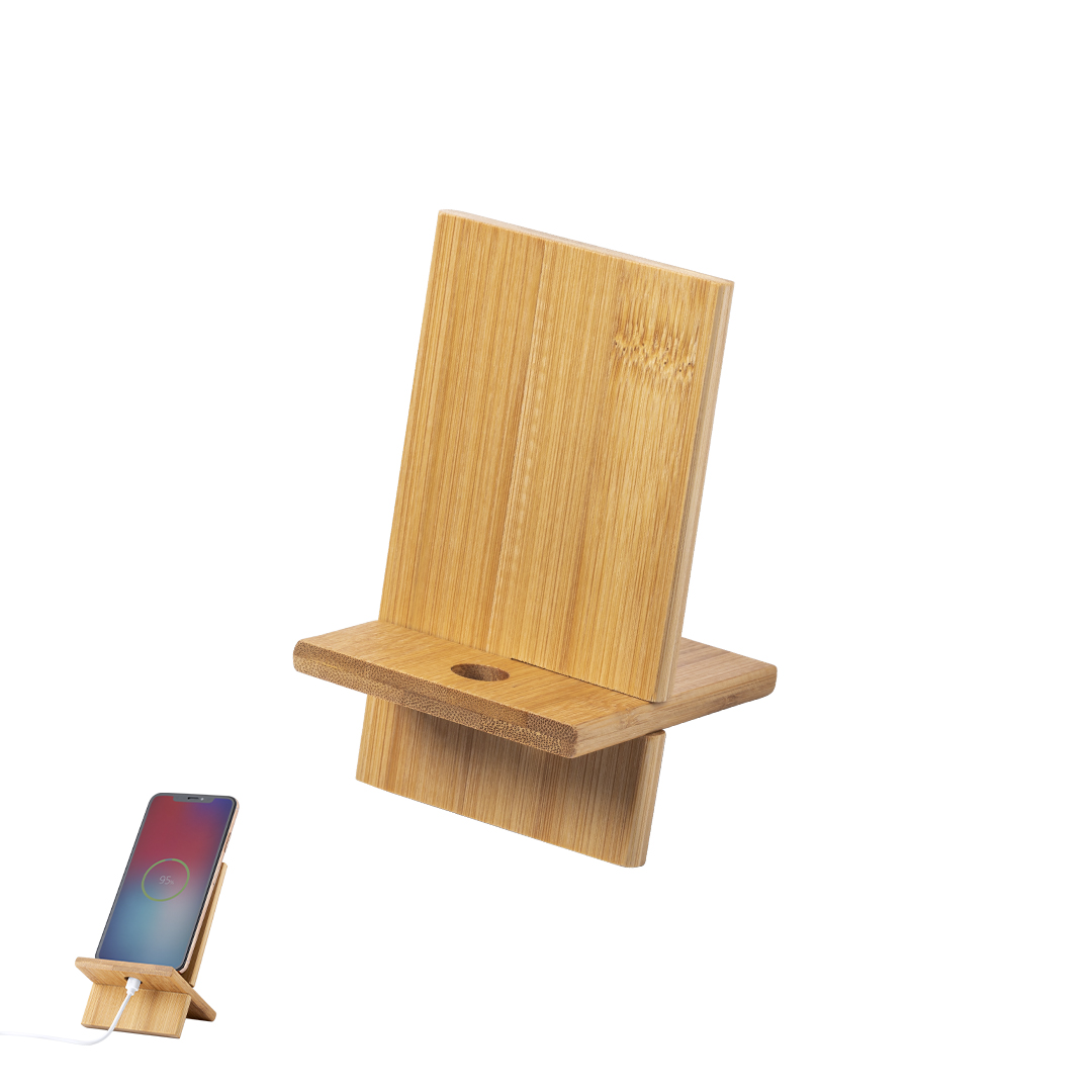 Soporte personalizado Protok de bambú natural - Tecnología - Regalo Promocional Personalizado