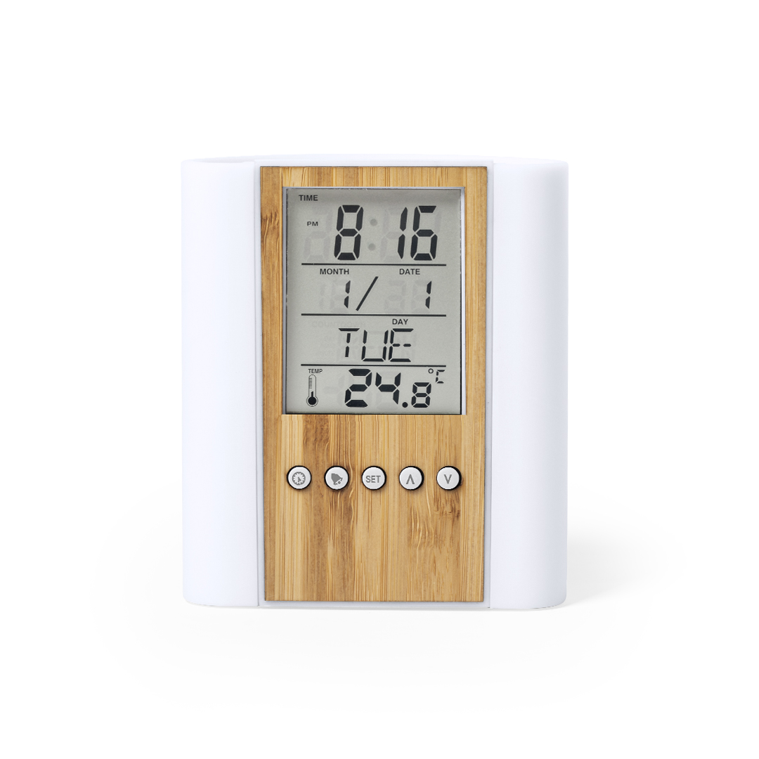 Lapicero multifunción personalizado Petrox de bambú con reloj