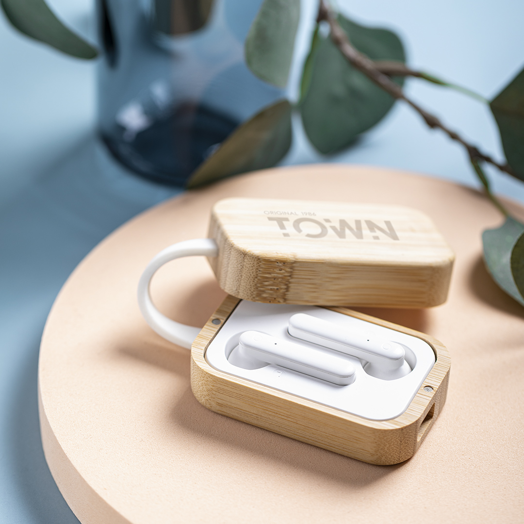 Auriculares Tresan bambú estuche cargador natural - Tecnología - Regalo Promocional Personalizado - imagen 3