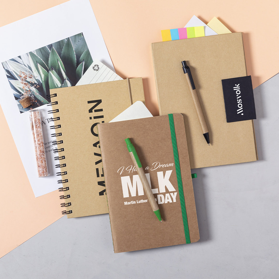 Libreta personalizada Esteka set de cartón reciclado con caña de trigo - Set de escritura personalizados - Regalo Promocional Personalizado - imagen 4