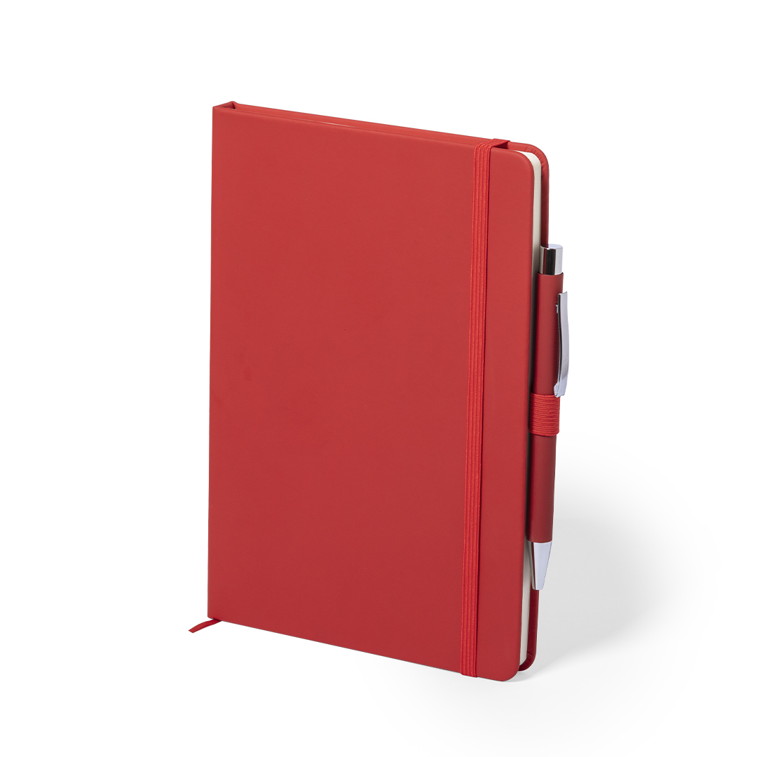 Bloc personalizado Set Robin polipiel con bolígrafo de aluminio acabado goma - Oficina - Regalo Promocional Personalizado