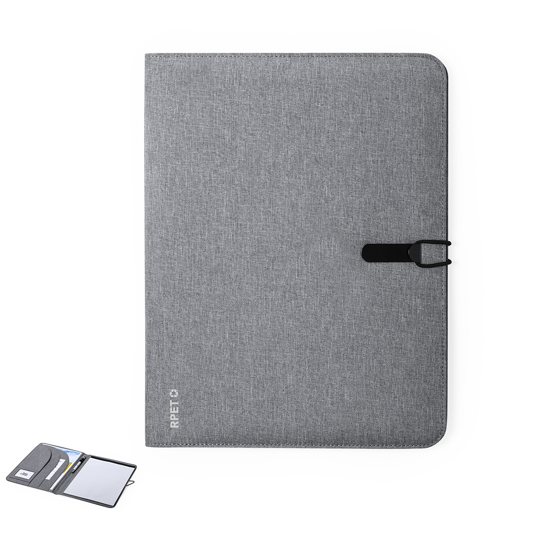 Carpeta personalizada Sorgax elegante A4 de RPET melange con marcaje láser - Oficina - Regalo Promocional Personalizado