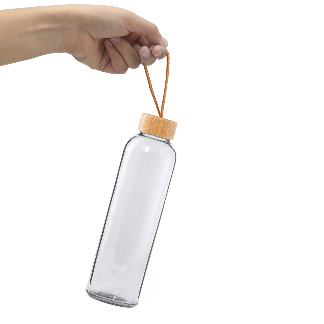Bidón personalizado Trupak de 500ml nature en cristal con tapón de bambú y funda de corcho - Tazas y botellas - Regalo Promocional Personalizado - imagen 3