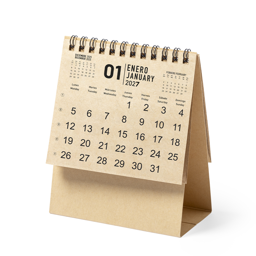 Calendario de sobremesa personalizado Lasow de cartón reciclado - Oficina - Regalo Promocional Personalizado - vista alternativa