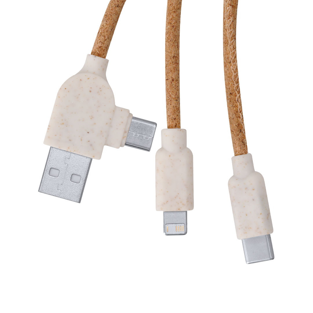 Cable cargador personalizado Stuart de corcho natural y caña de trigo - Tecnología - Regalo Promocional Personalizado - vista alternativa